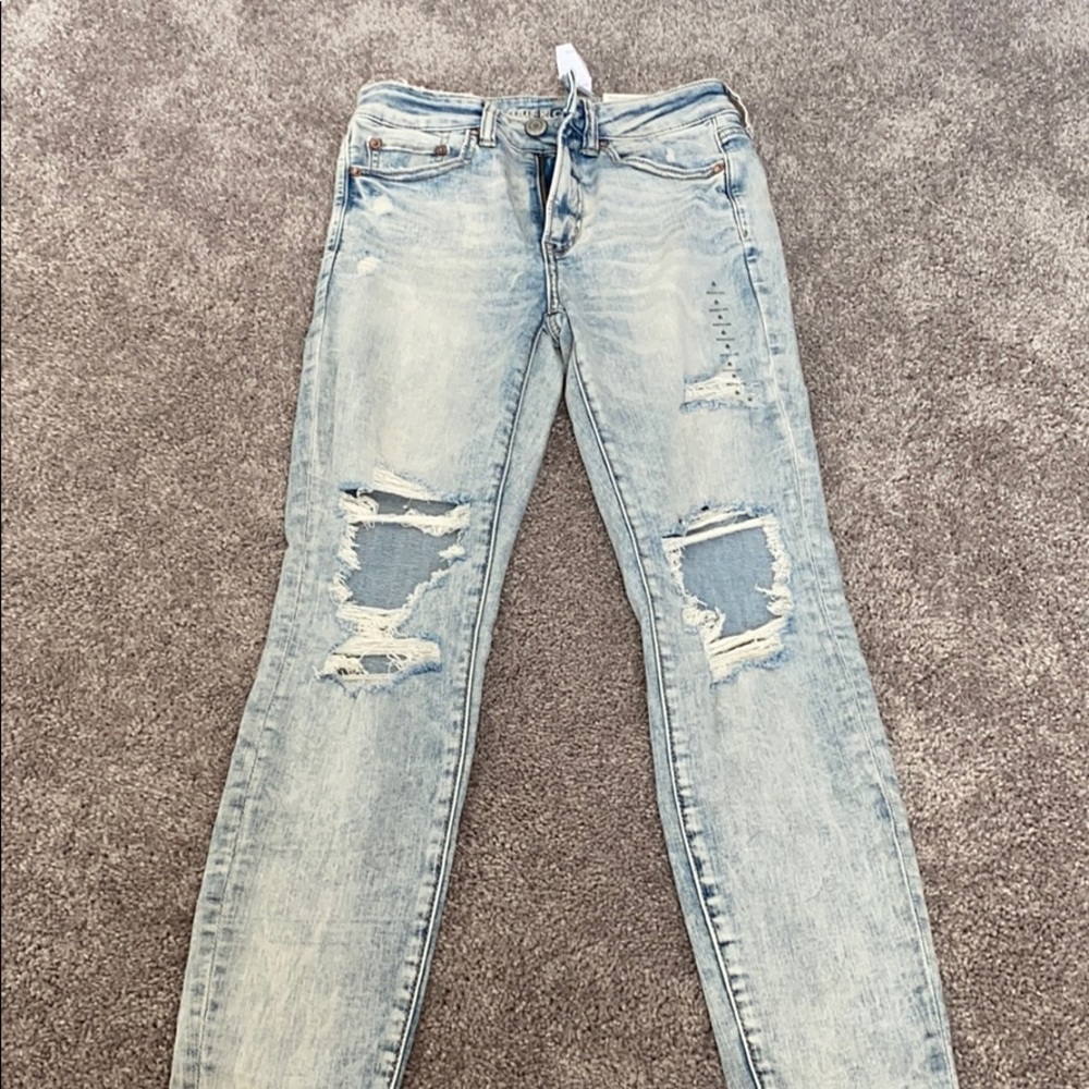 American Eagle acid wash destroyed hi rise jegging